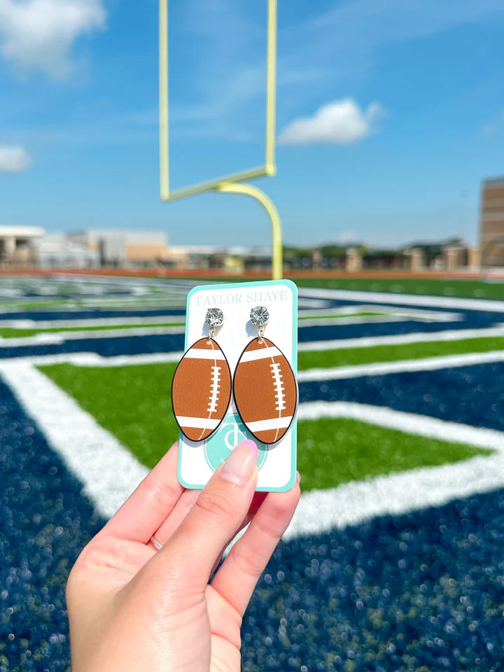 Brown Acrylic Football Earrings