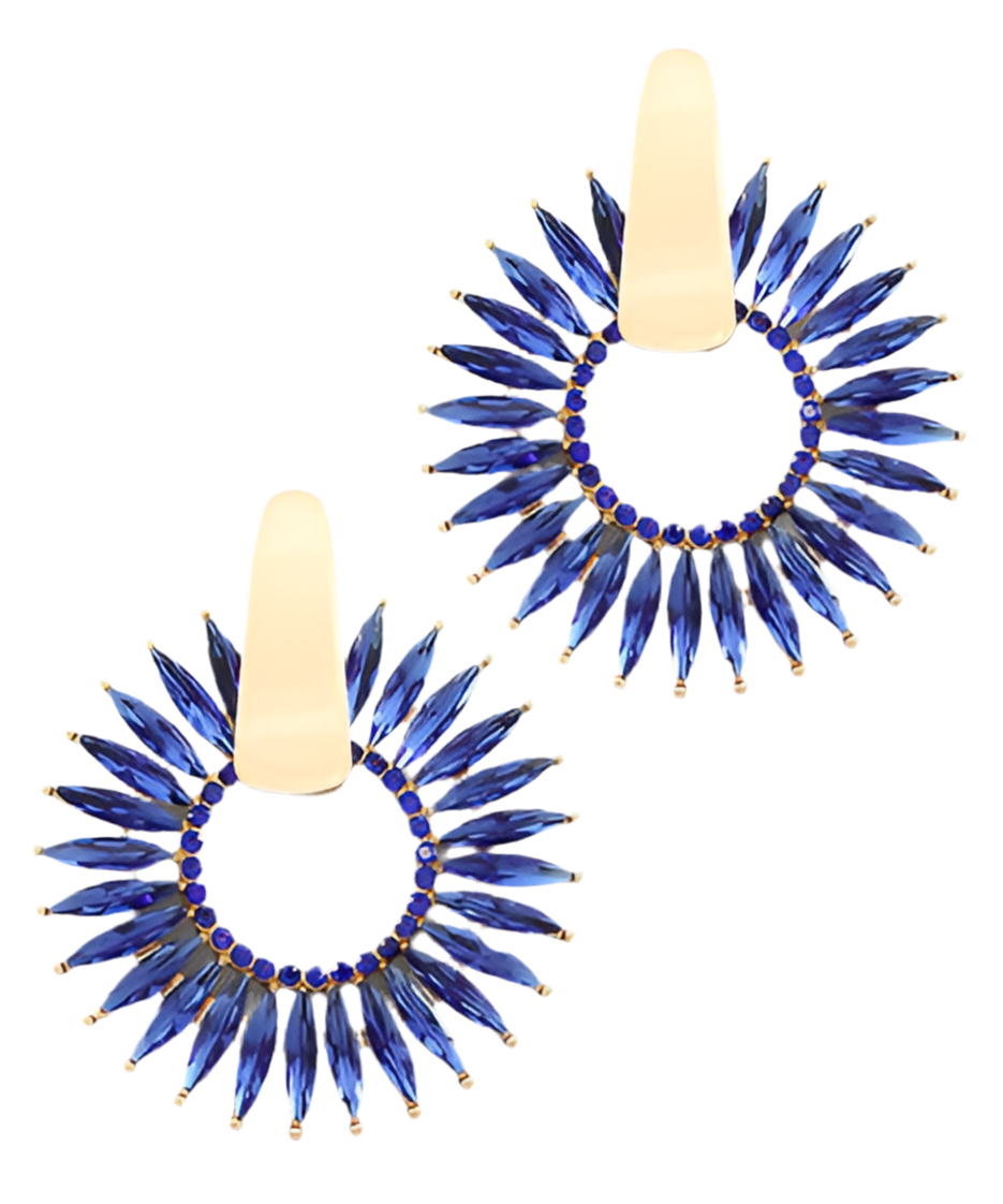 Blue Stone Flower Earrings