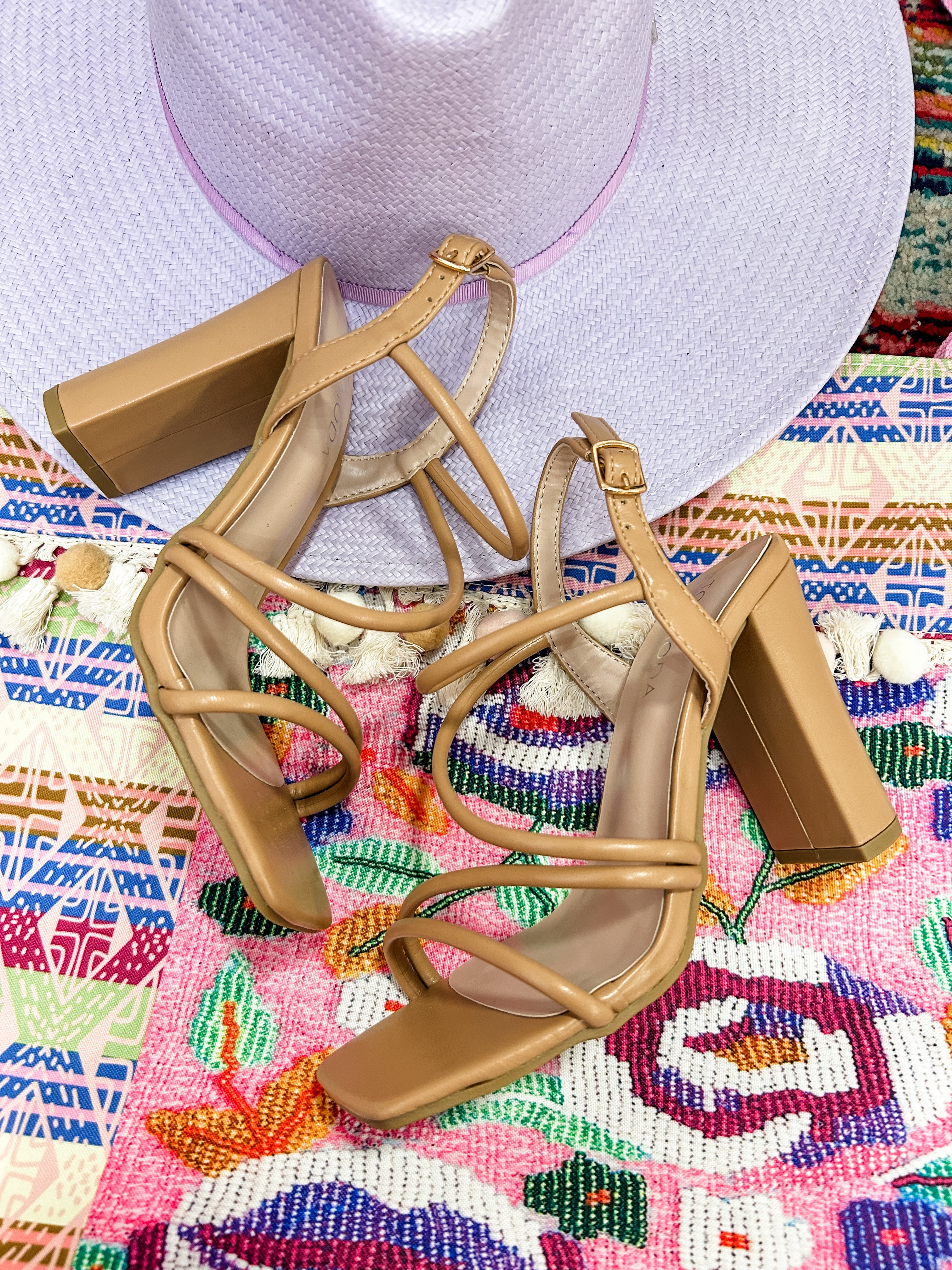 Celeste Camel Strappy Heel