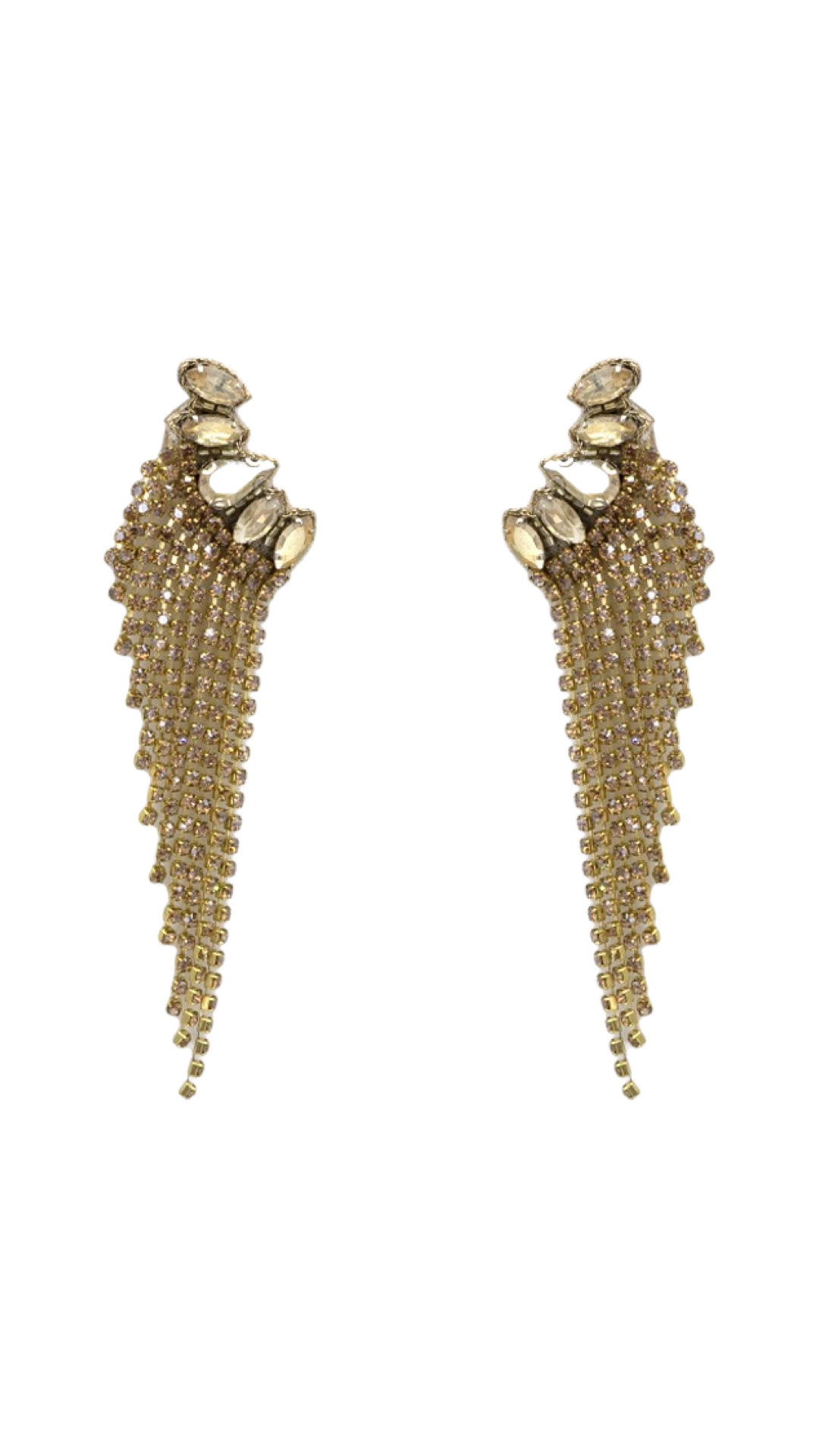 Gold Rhinestone Tassel Earrings
