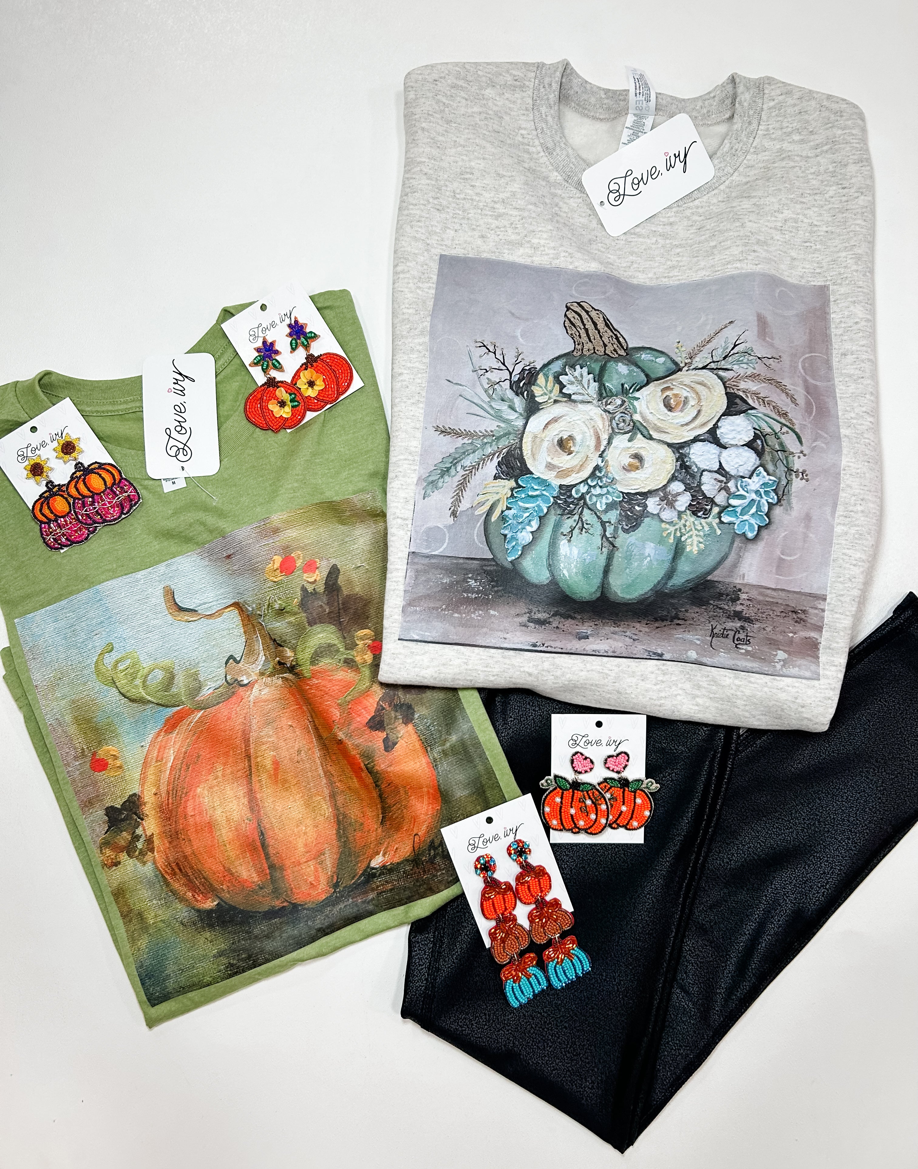 Floral Pumpkin on Oatmeal Sweatshirt