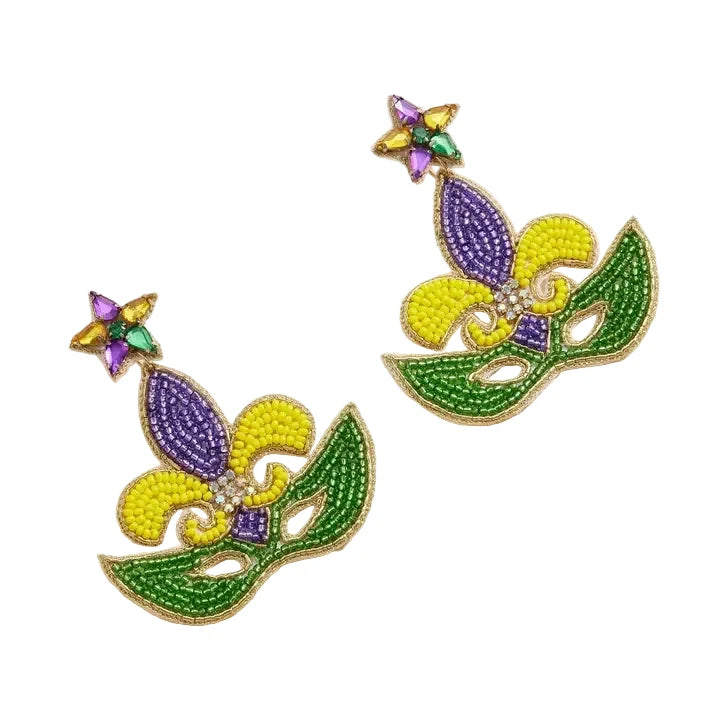 Fleur De Lis Mask Earrings