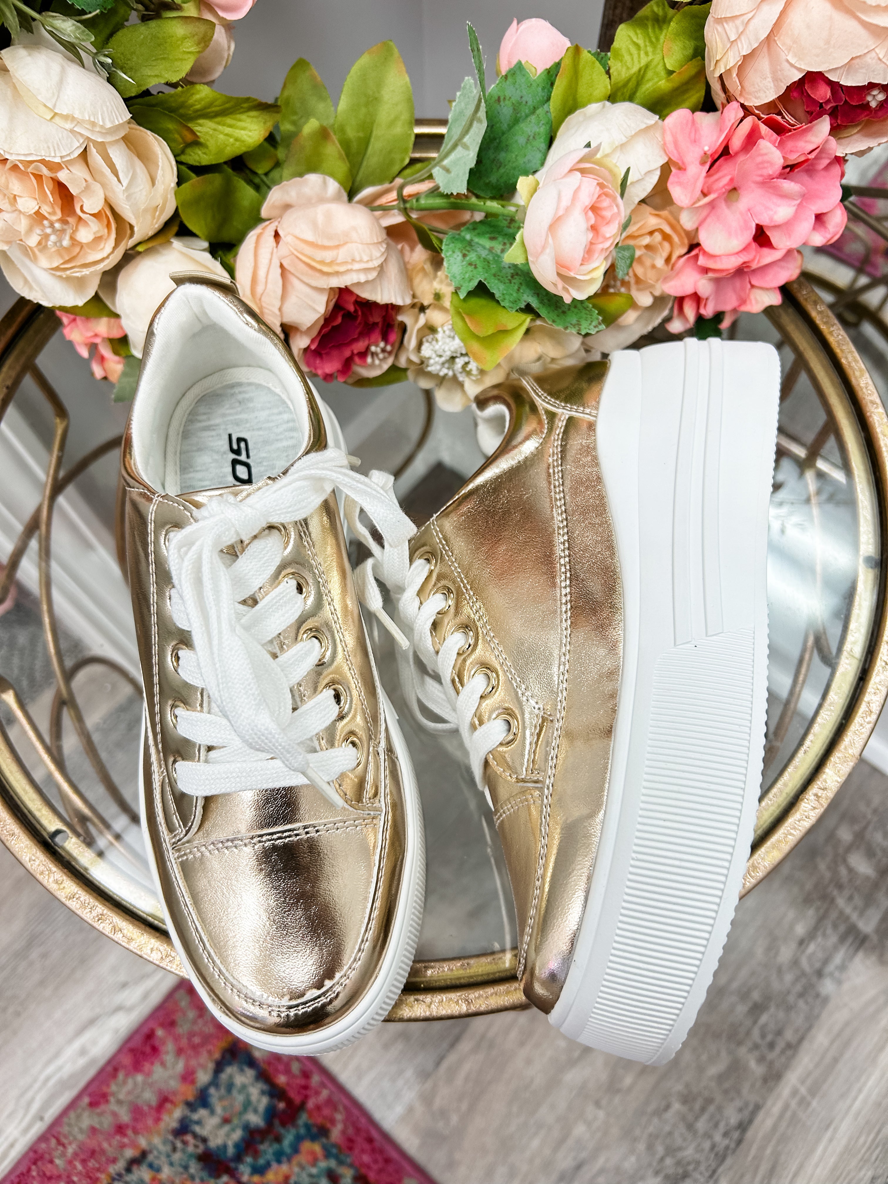 Metallic Gold Platform Sneaker