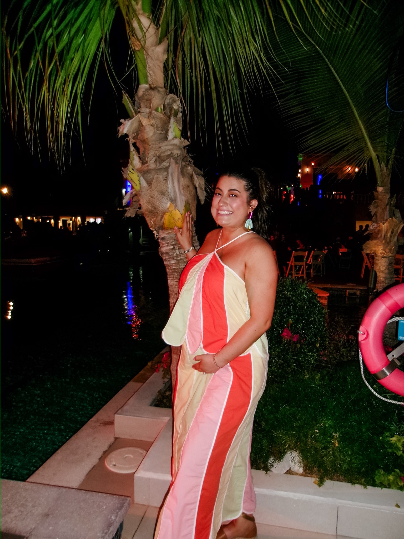 Rainbow Scallop Halter Midi Dress