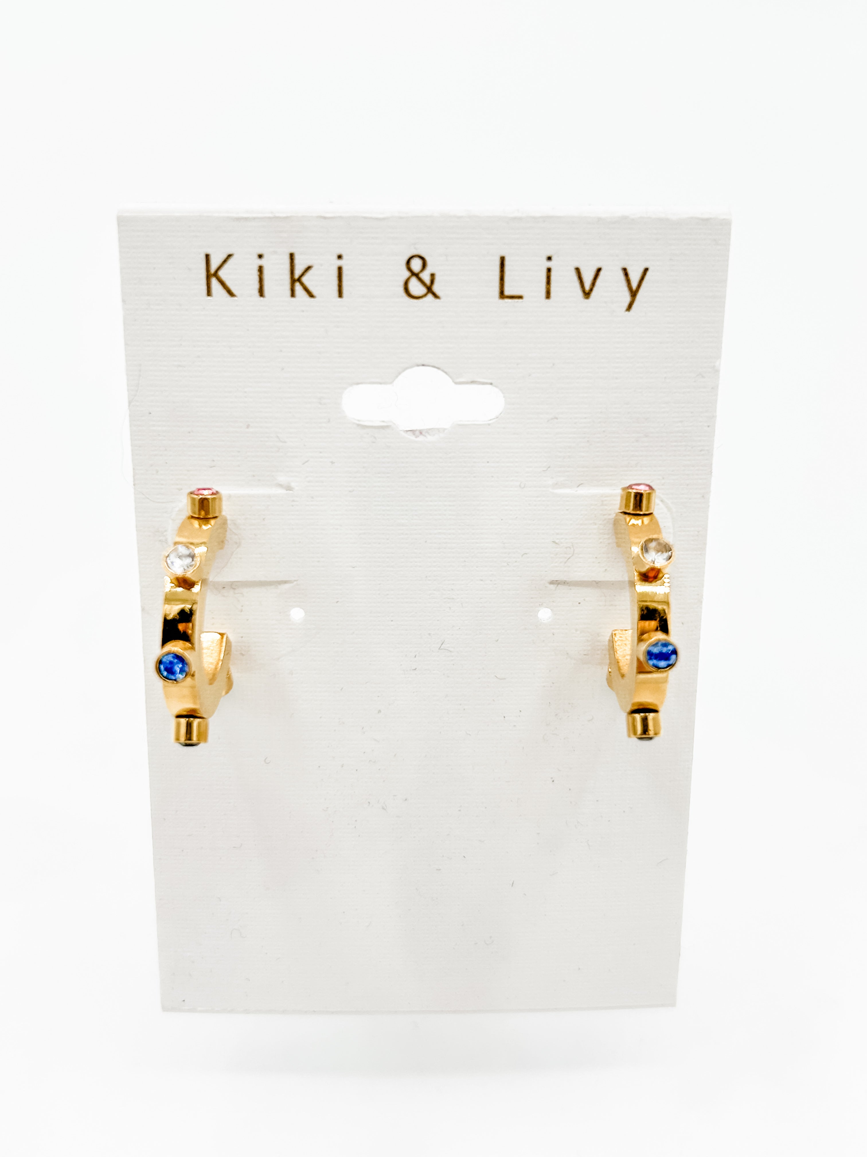 Multicolor Stone Gold Hoops