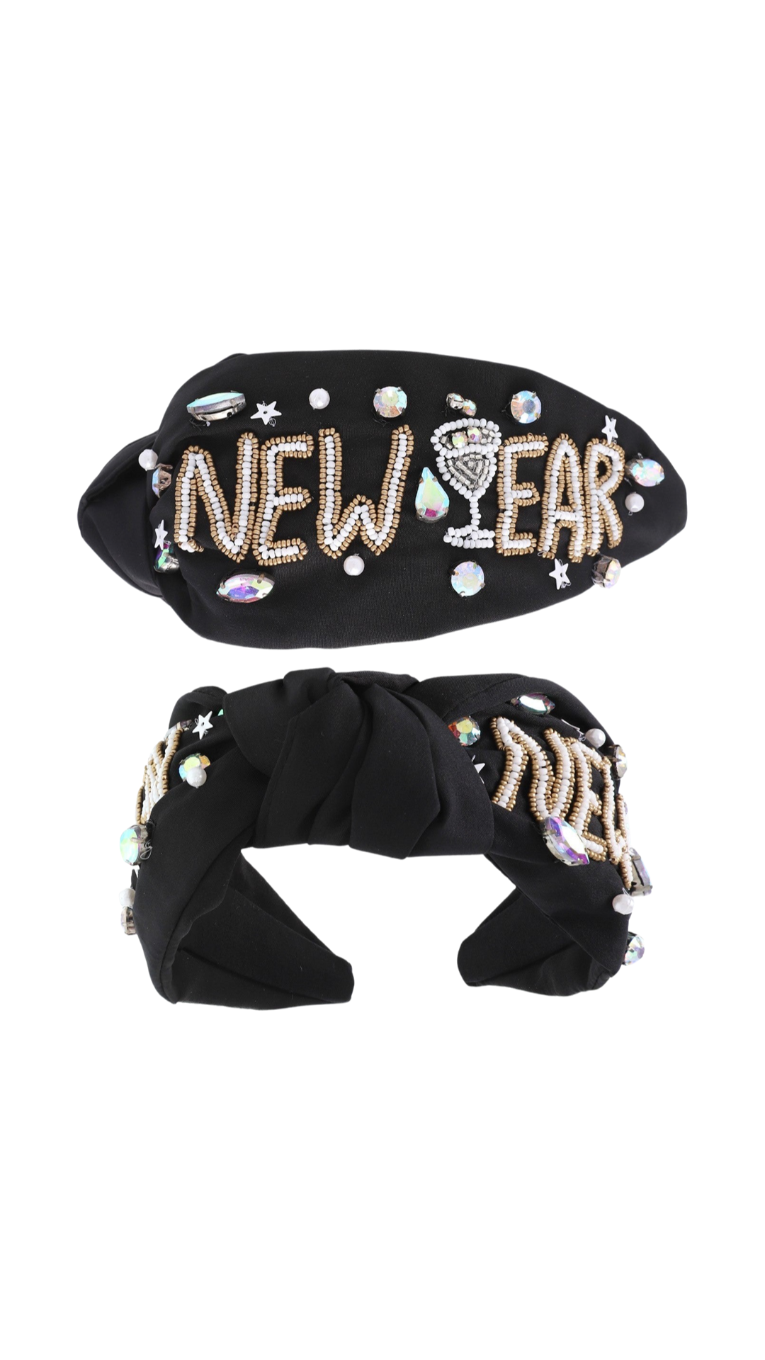 Black New Year's Eve Crystal Beaded Headband