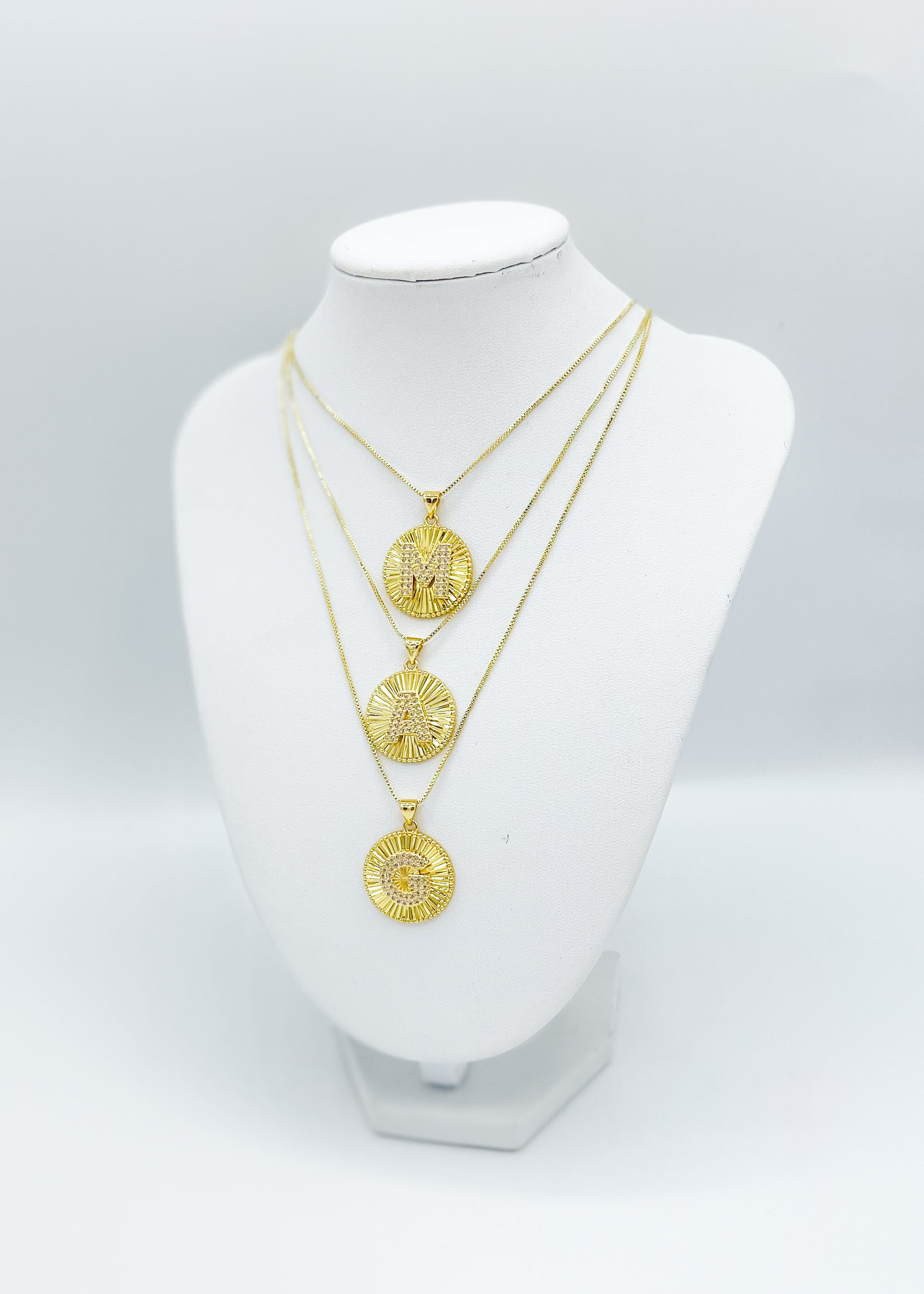 Gold Medallion Letter Necklace