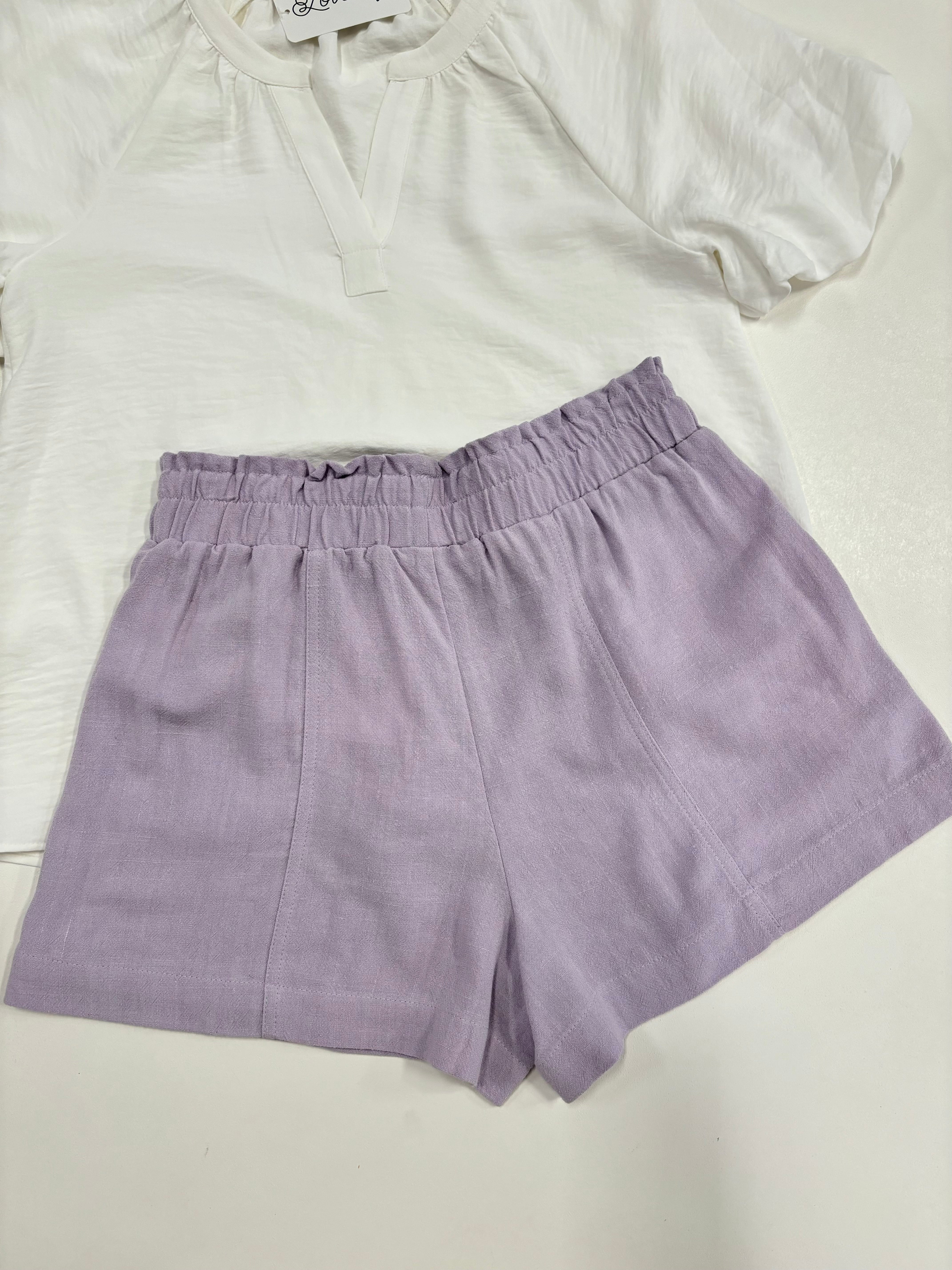Lavender Pocket Linen Shorts