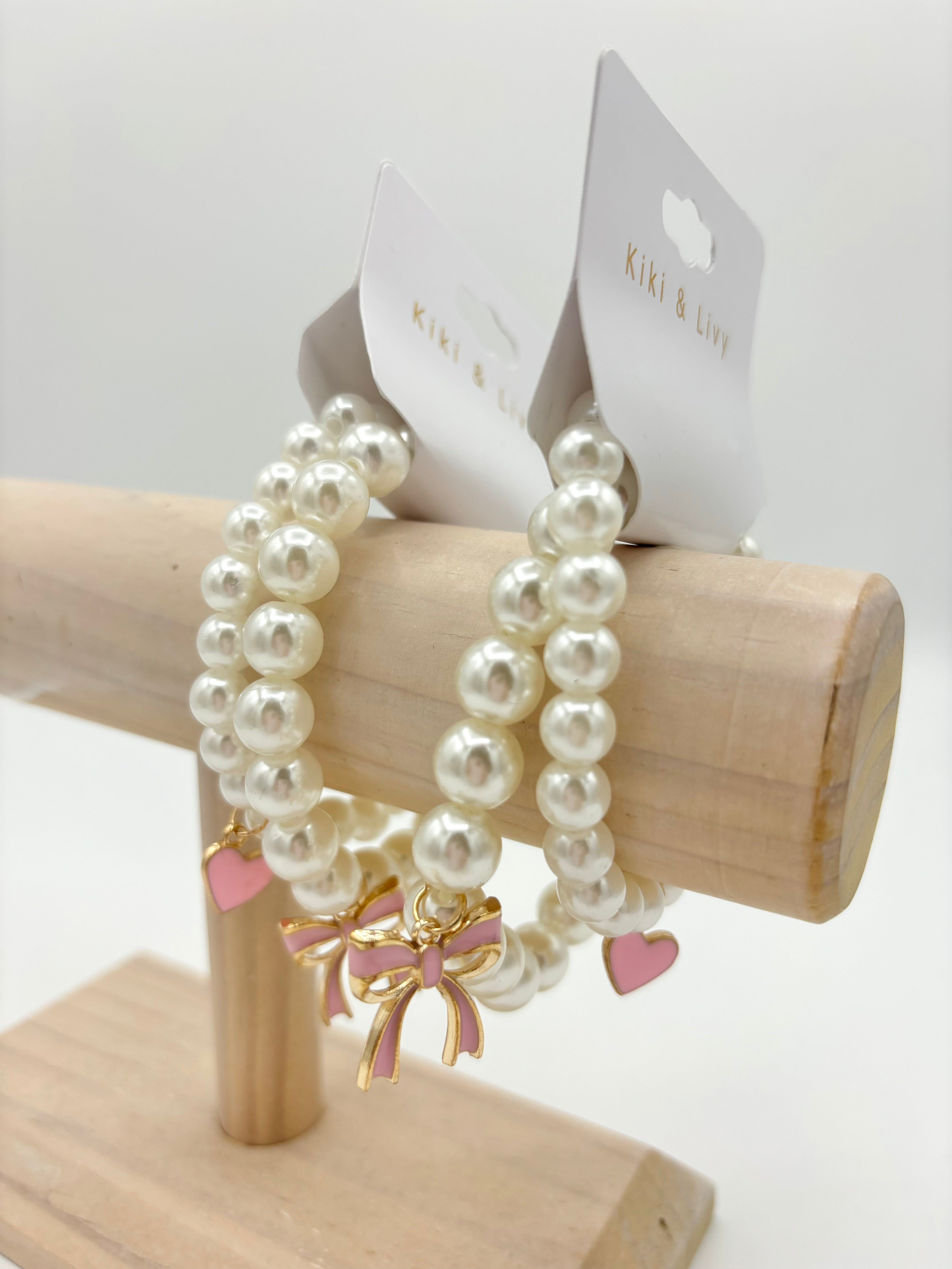 Pearl Bow Heart Bracelet