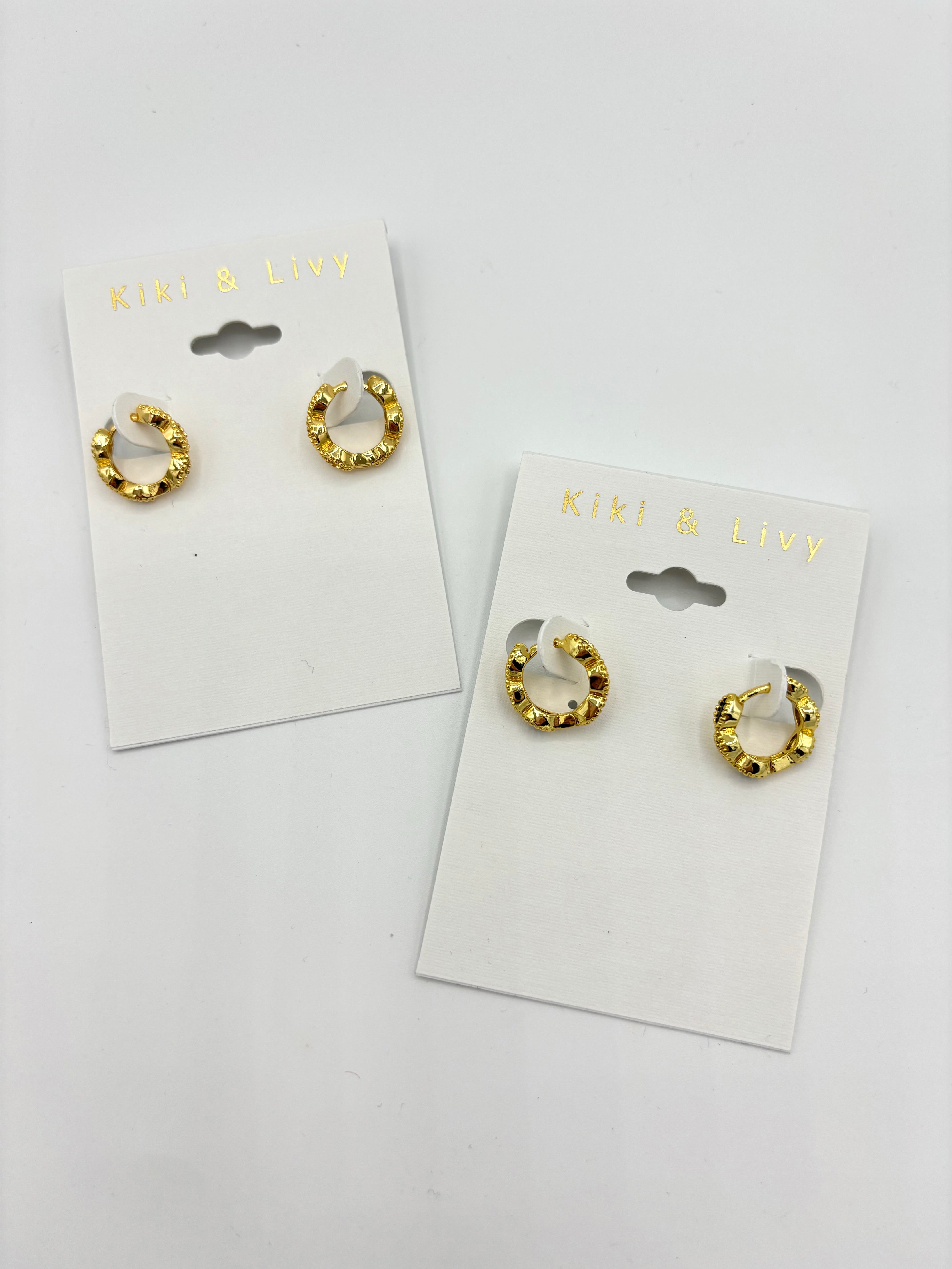 Gold Rhinestone Hugger Earrings