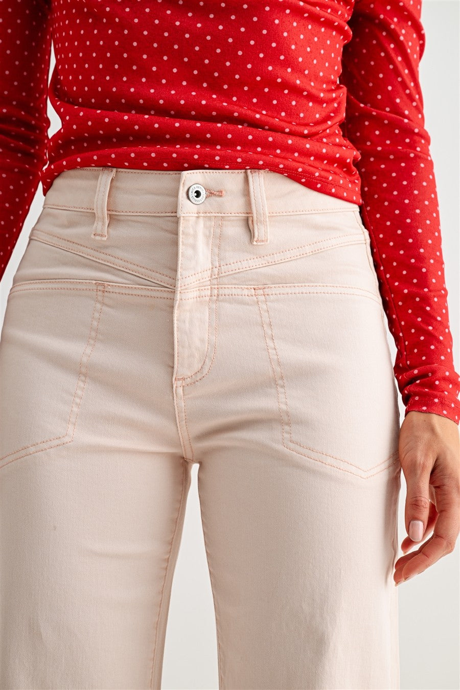 Hint of Pink High-rise Wide Leg Jeans