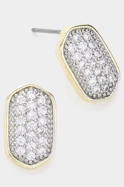 Rhinestone Hexagon Stud Earrings
