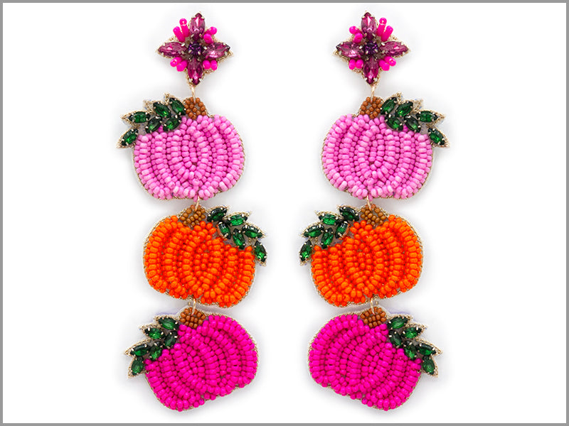 Pink Triple Pumpkin Earrings