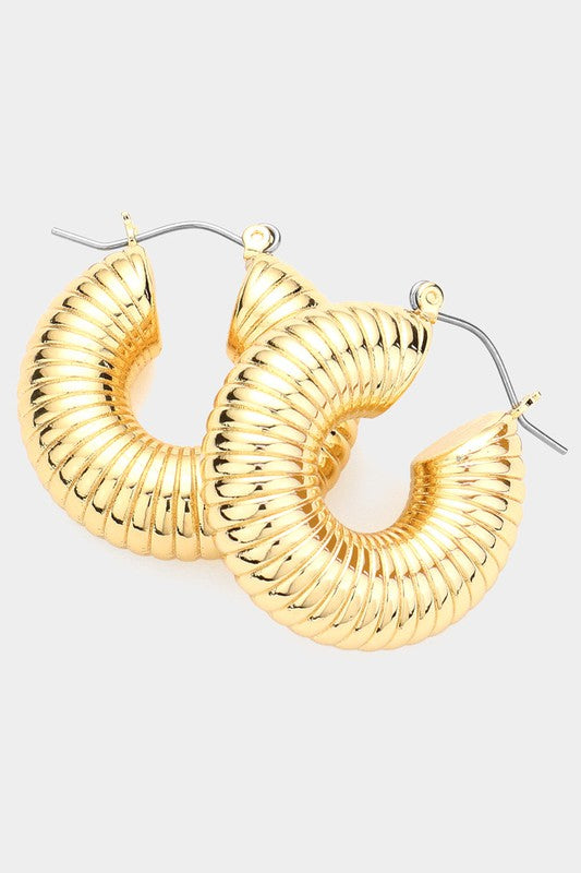 Gold Multi Textured Hoop Earrings