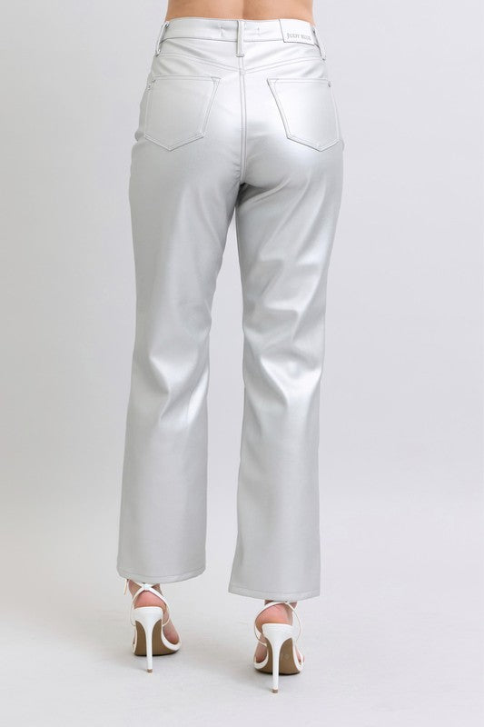 Silver Metallic Tummy Control Pants