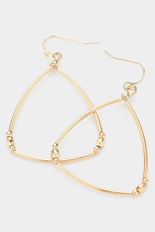 Gold Beaded Triangle Earrings