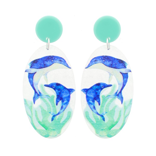 Dolphin Lucite Drop Earrings