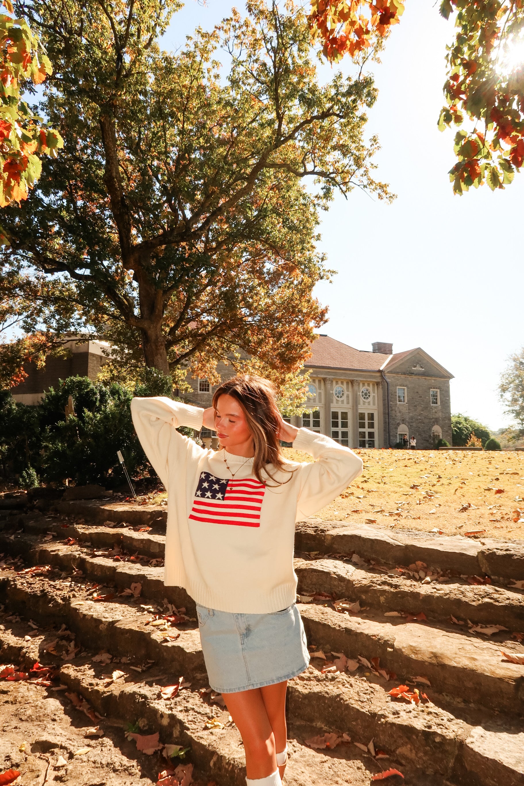 Cream American Flag Sweater
