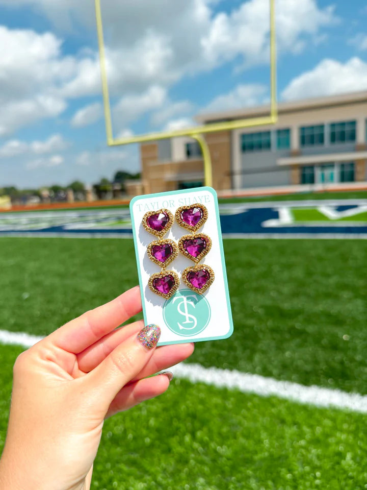 Purple & Gold Heart Earrings