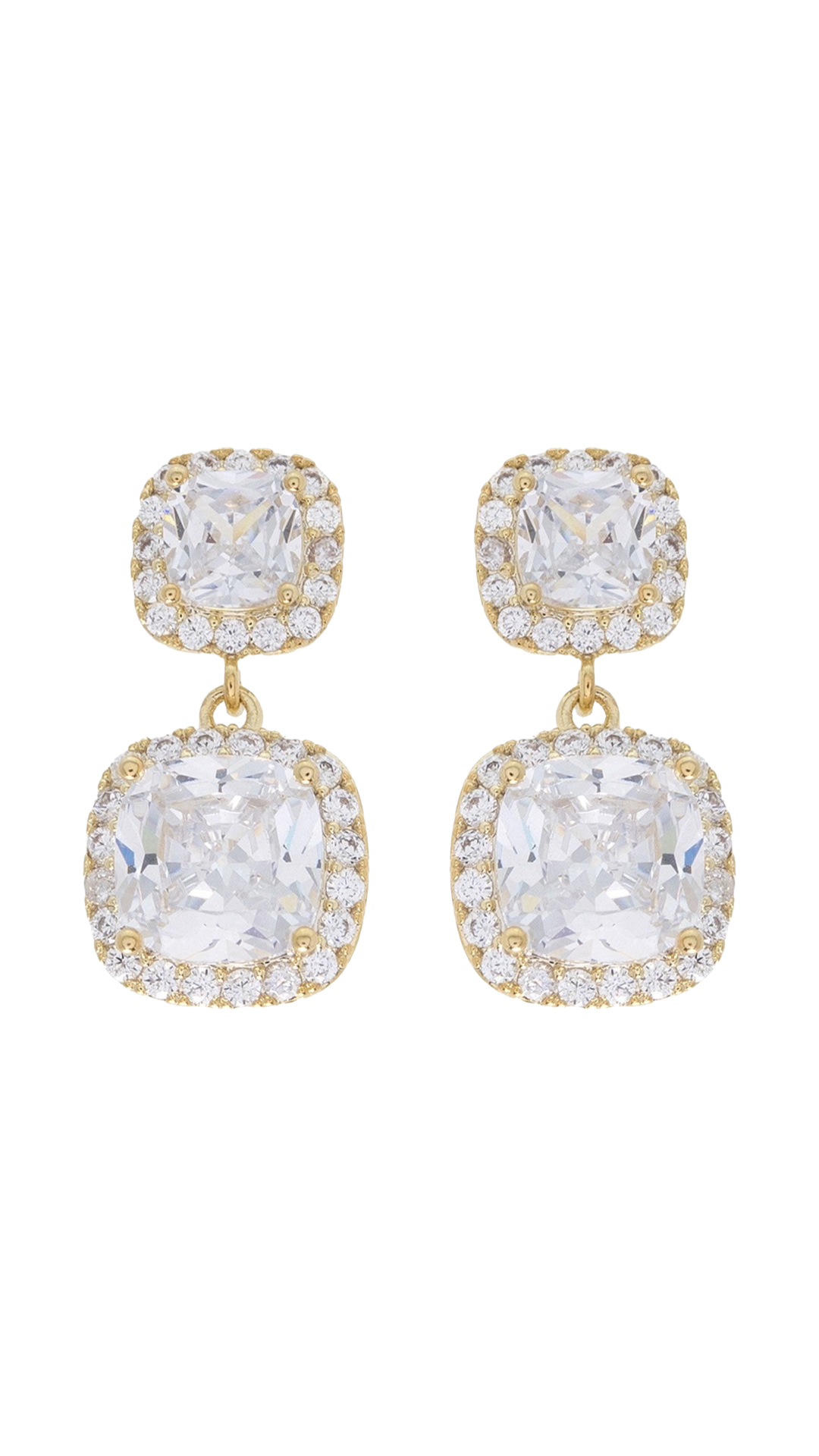 Gold CZ Dangle Earrings