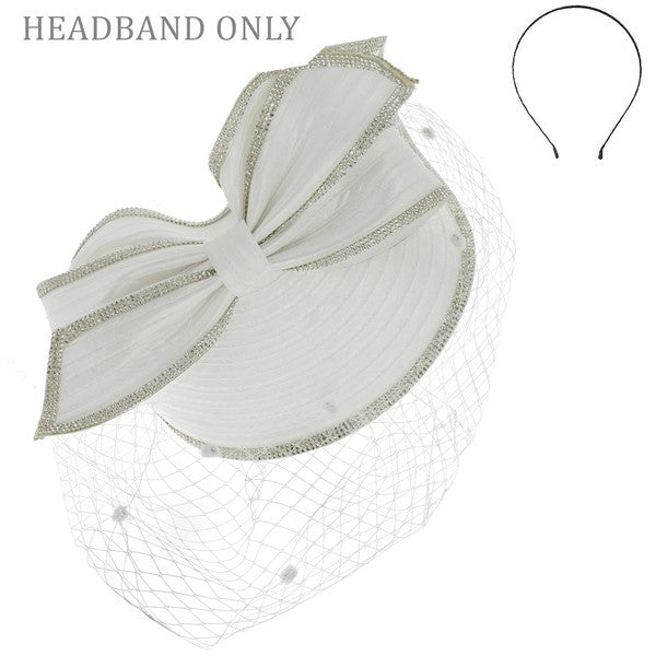 White Rhinestone Banded Fascinator