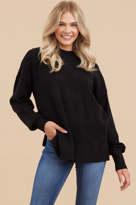 Black Mock Neck Sweater