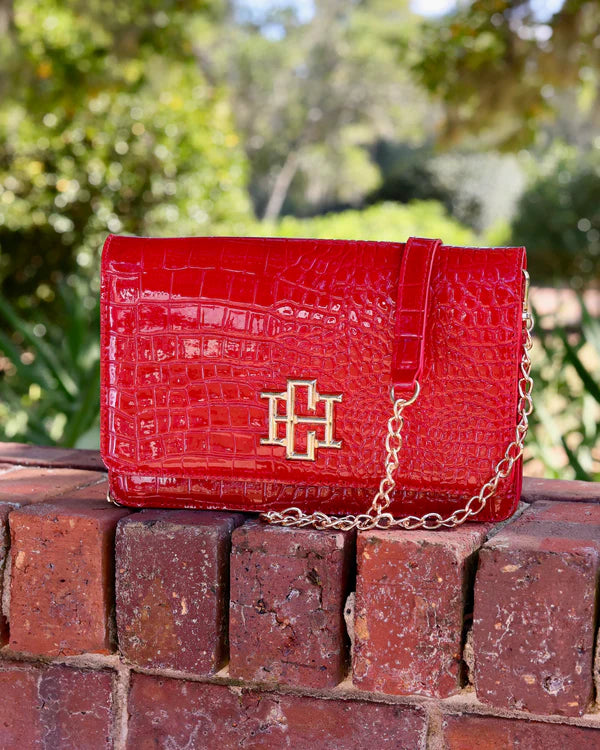 Red Patent Bryn Crossbody Clutch