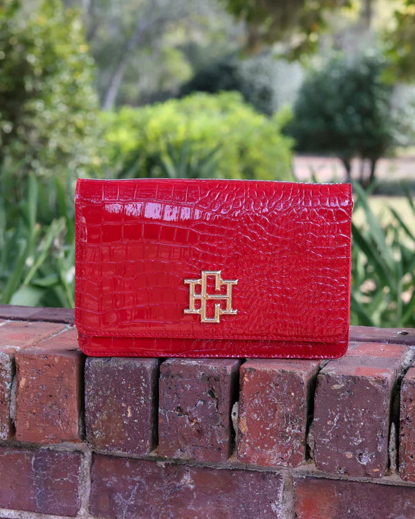 Red Patent Bryn Crossbody Clutch