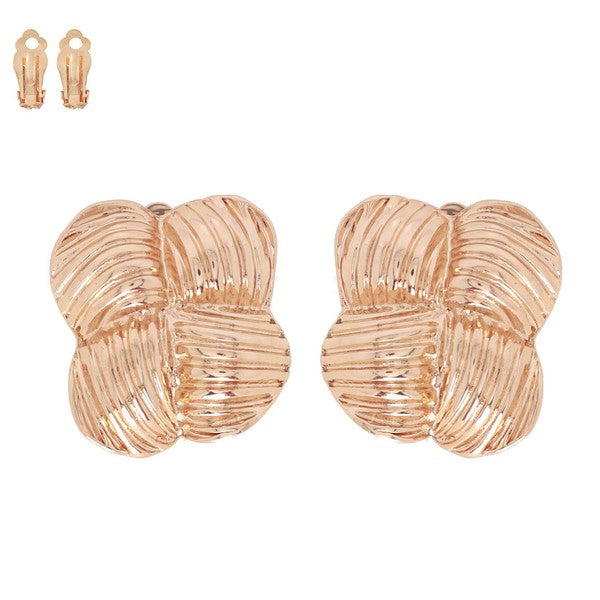 Rose Gold Quatrefoil Clip On Earrings