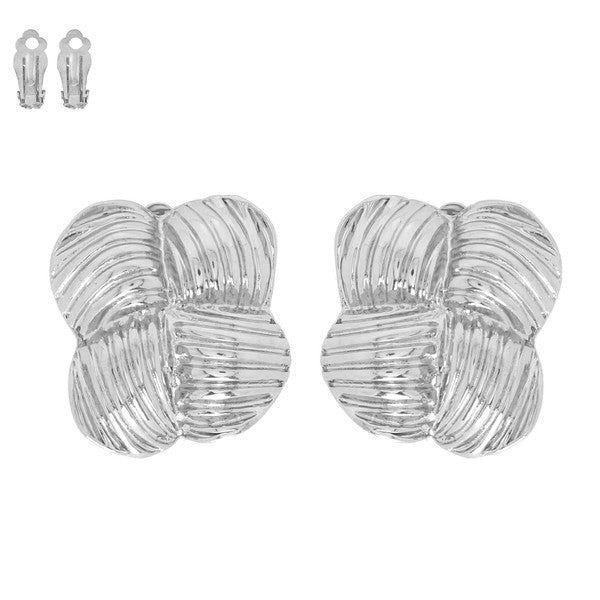 Silver Quatrefoil Clip On Earrings