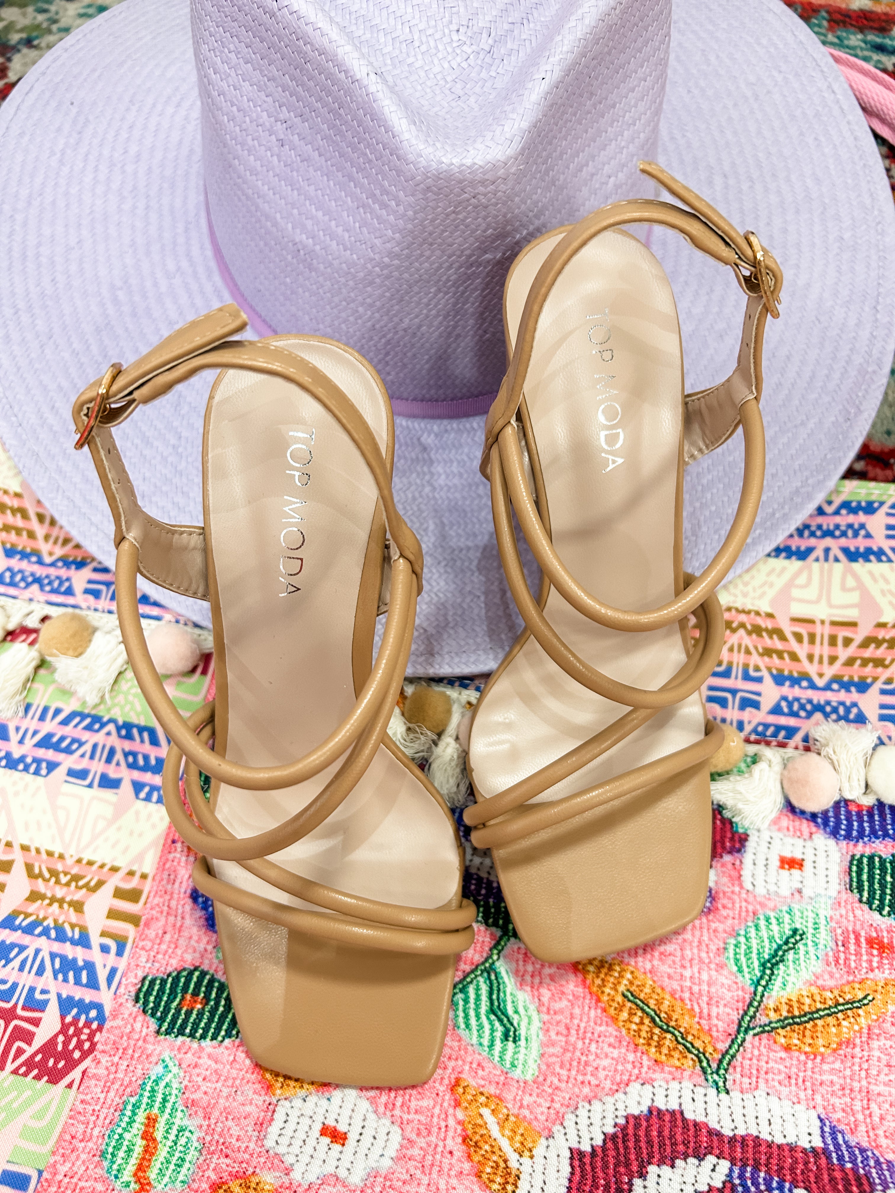 Celeste Camel Strappy Heel