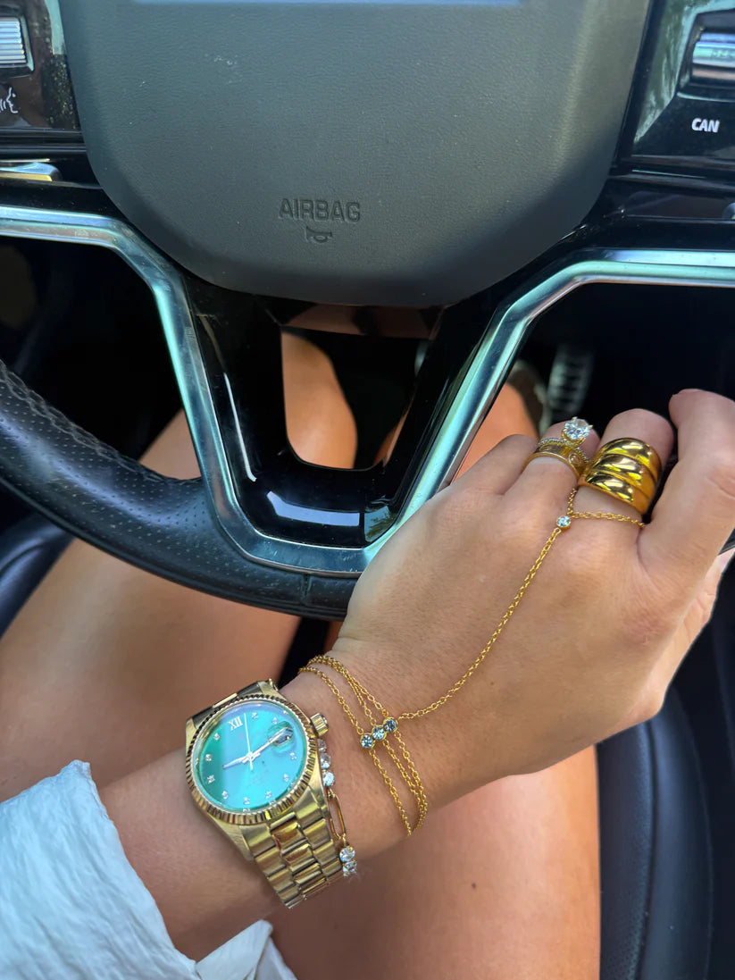 The Bentley Gold Rhinestone Hand Chain