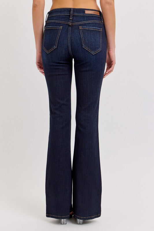 Mid Rise Dark Flare Jeans