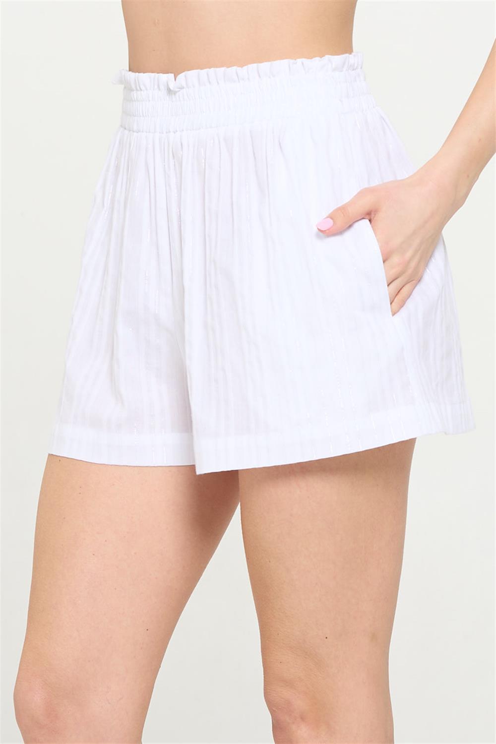 Cassie White Lurex Stripe Shorts