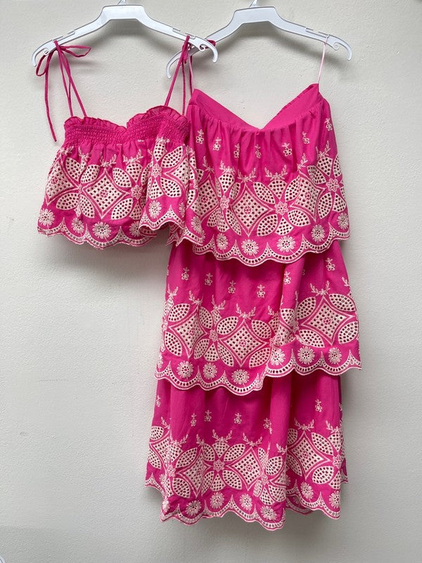 Pink Embroidered Ruffle Top