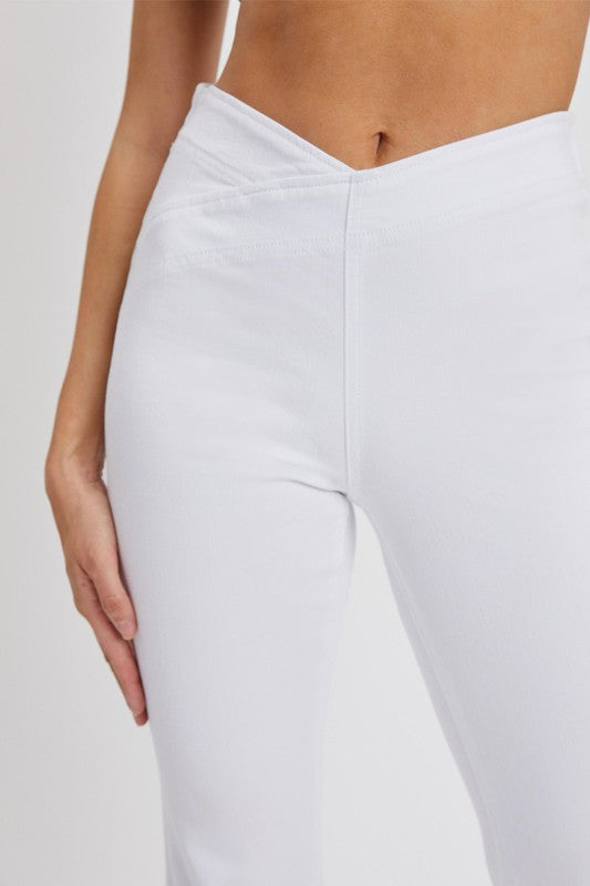 White Pull On Flare Jeans