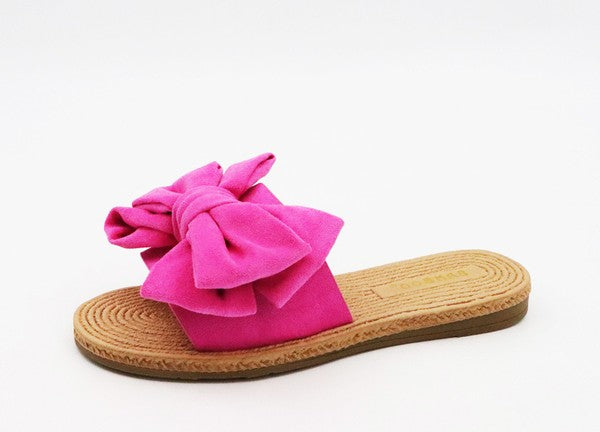 Pink Suede Bow Sandals
