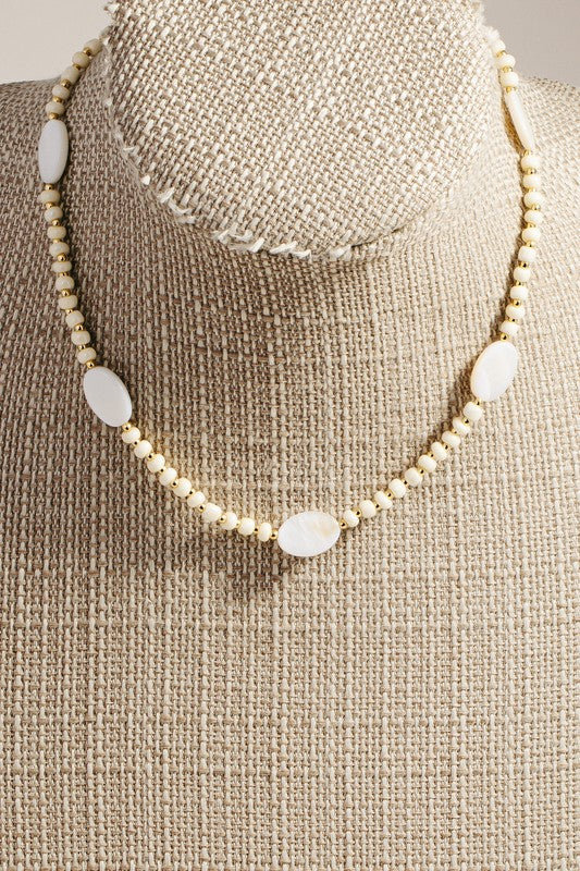 Gold Pearl Shell Beaded Necklace