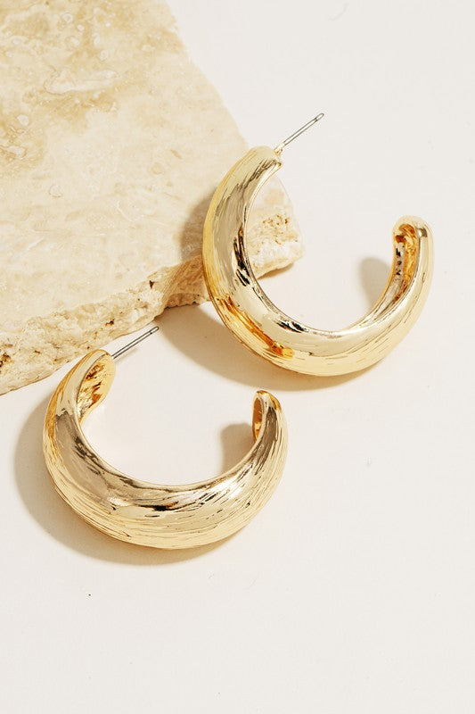 Gold Beveled Hoop Earrings
