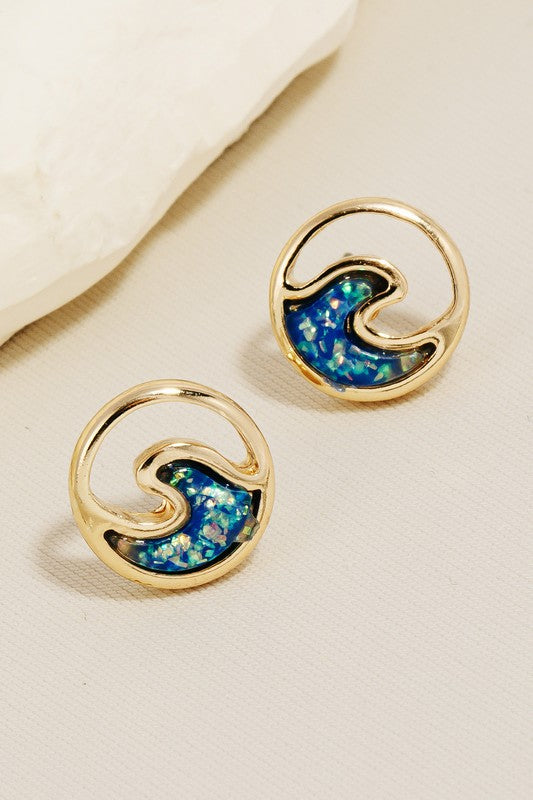 Gold Ocean Wave Earrings