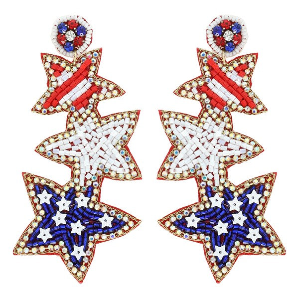 USA Star Beaded Earrings