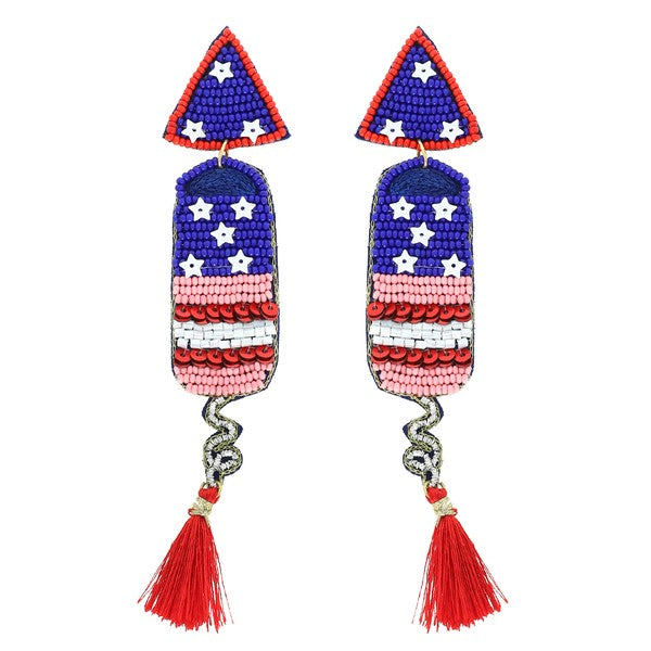 USA Beaded Firework Earrings