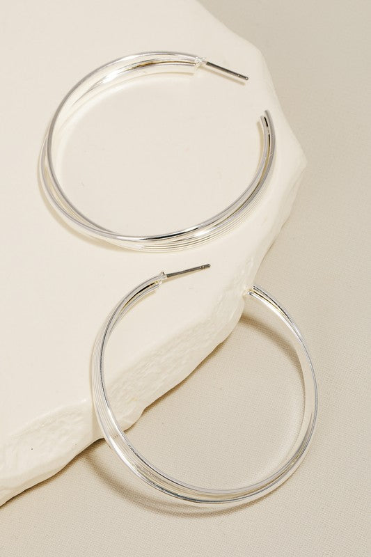 Silver Intricate Layered Hoop Earrings