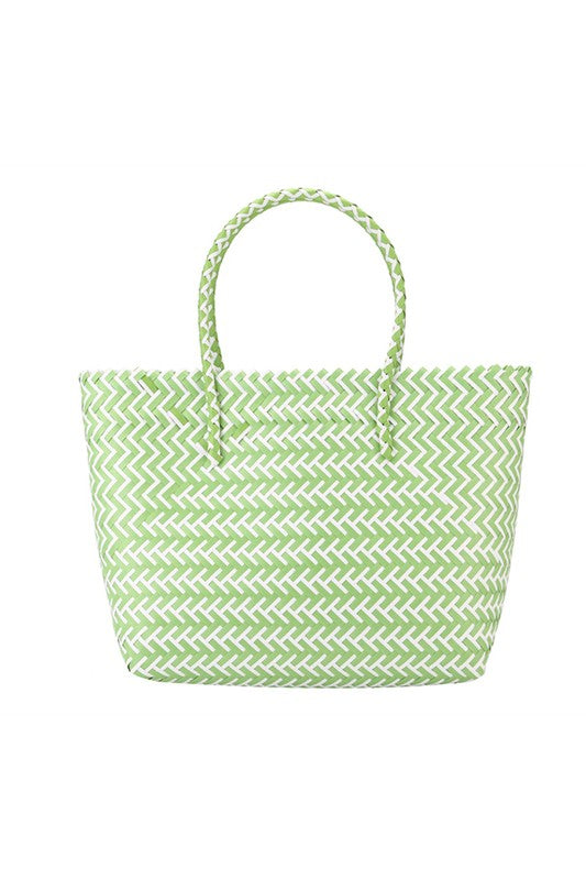 Mint Basket Weave Tote Bag