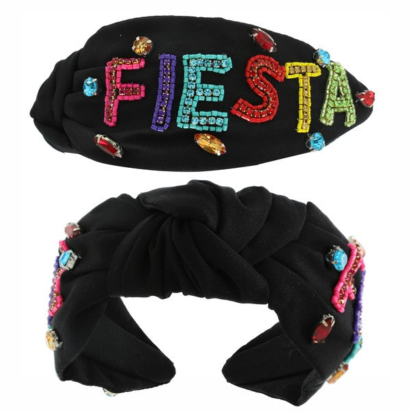 Black Fiesta Beaded Knot Headband