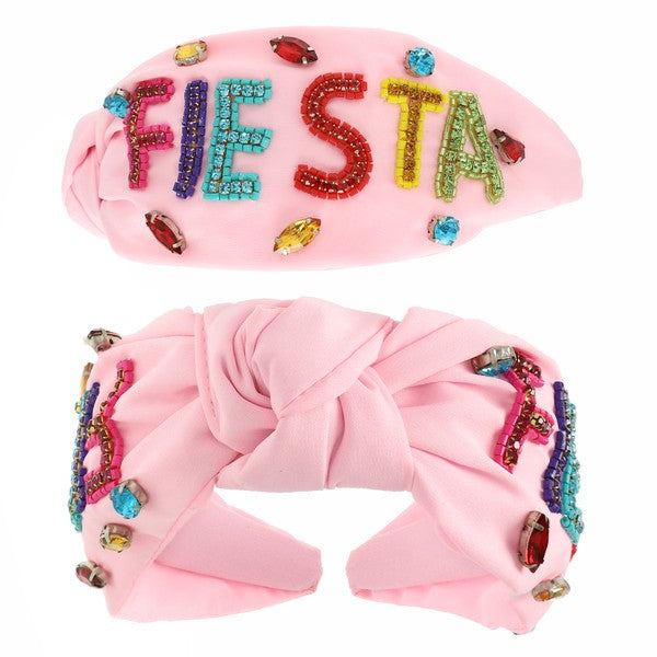 Pink Fiesta Beaded Knot Headband