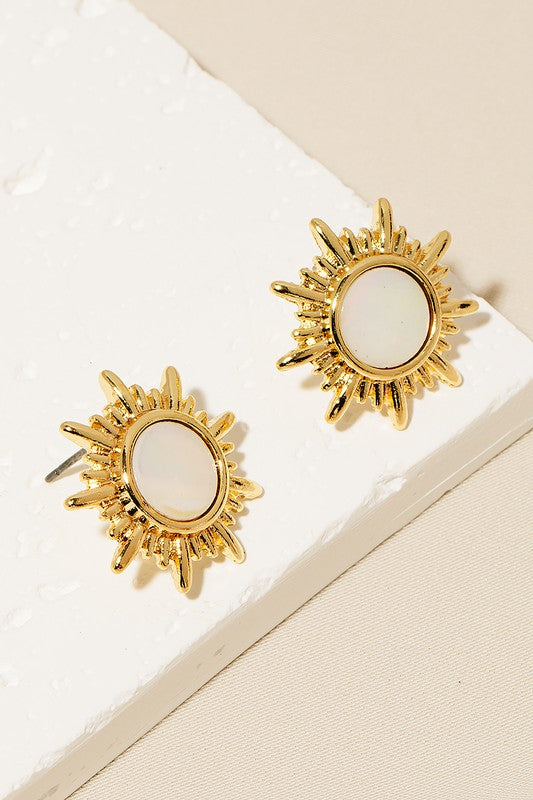 Gold Shell Sun Stud Earrings