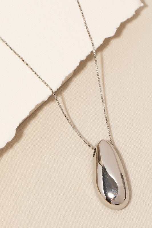 Silver Oval Drop Necklace