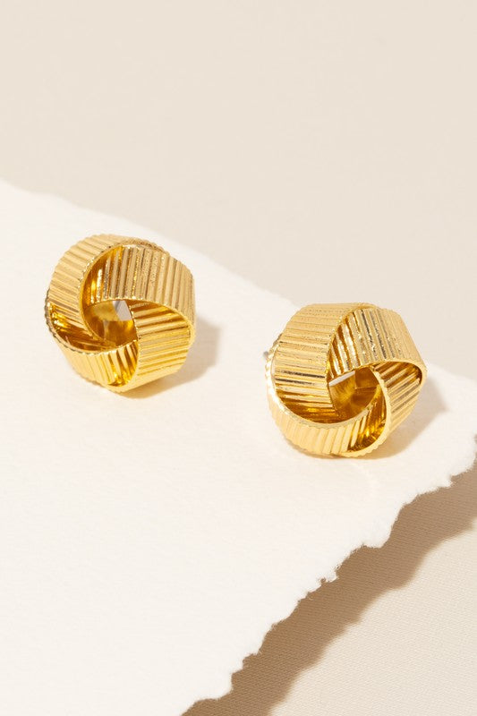 Gold Knotted Stud Earrings