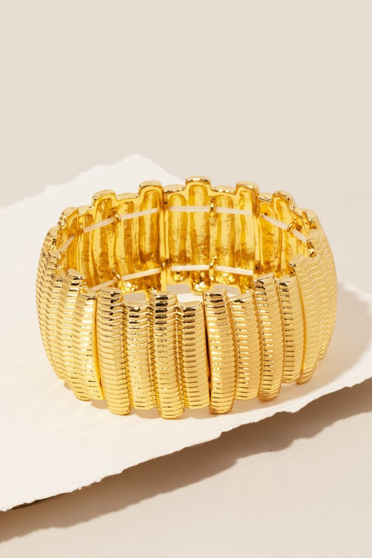 Gold Wide Textured Bracelet